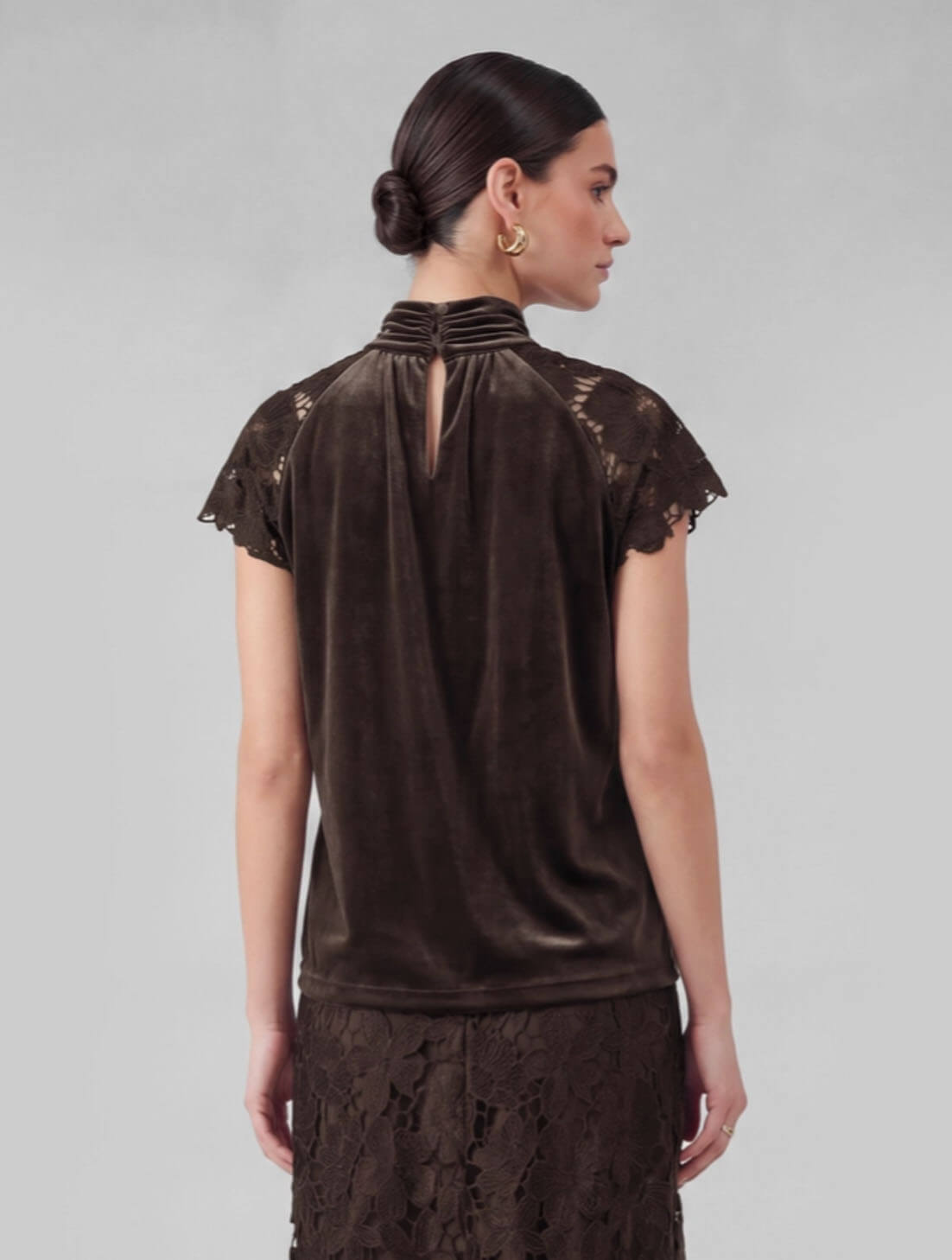 Velvet and Lace Short Sleeve Top