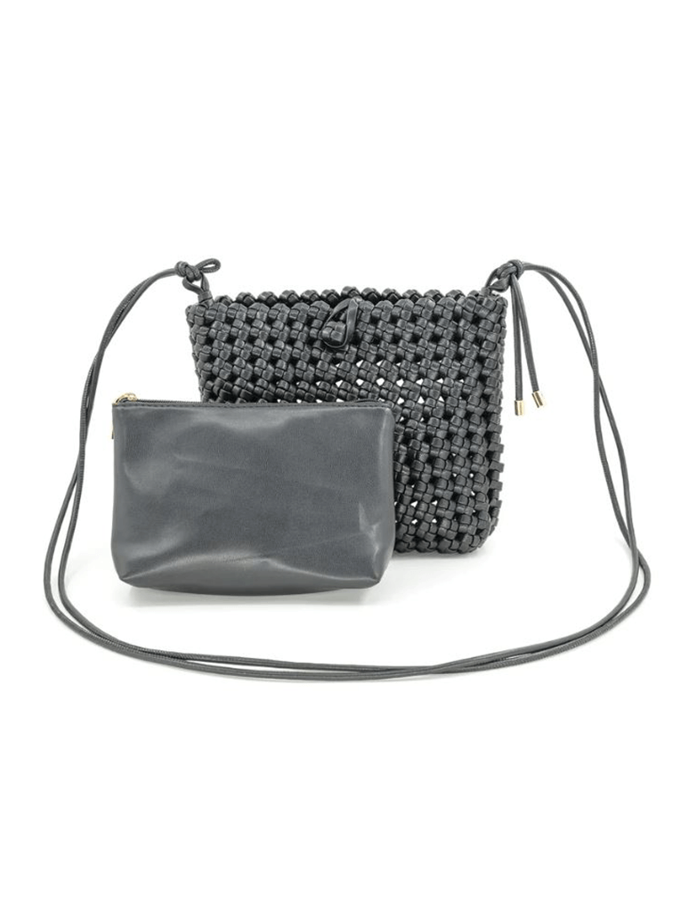 Braided Crossbody Bag in Black