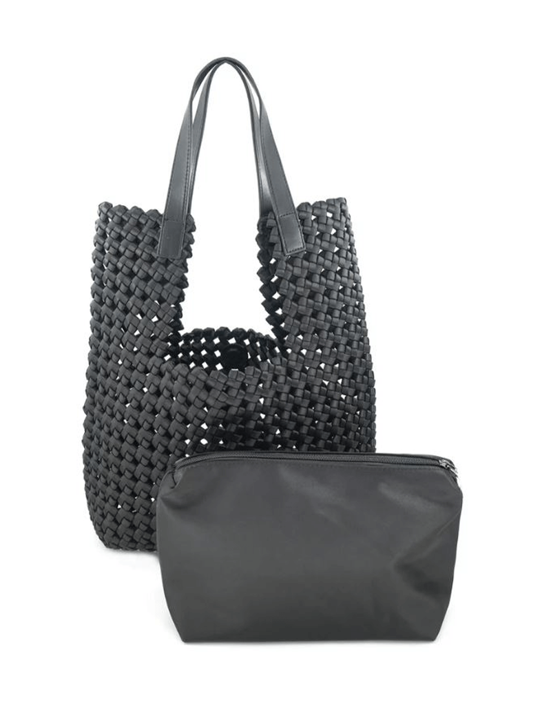 Milos Woven Tote in Black