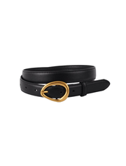 Everyday Leather Belt with Asymmetrical Oval Buckle