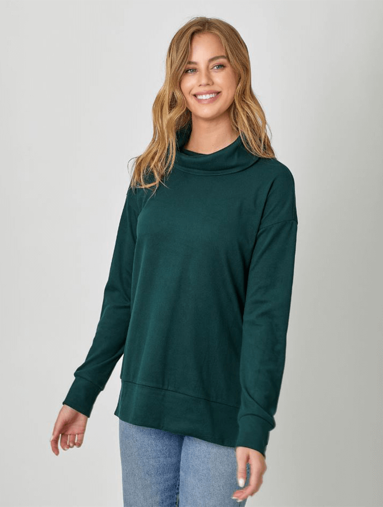 Brushed Knit Turtle Neck Sweatshirt