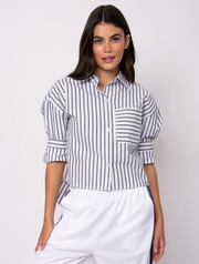 Kerwin Crisp Poplin Long Sleeve Hi-Low Shirt