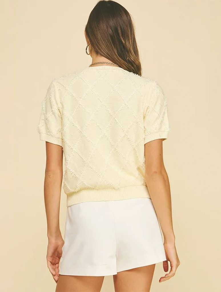 Textured Diamond Pattern Knit Cardigan