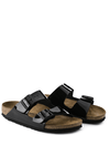 Side view of Birkenstock Arizona Sandal in Black Patent Birko-Flor