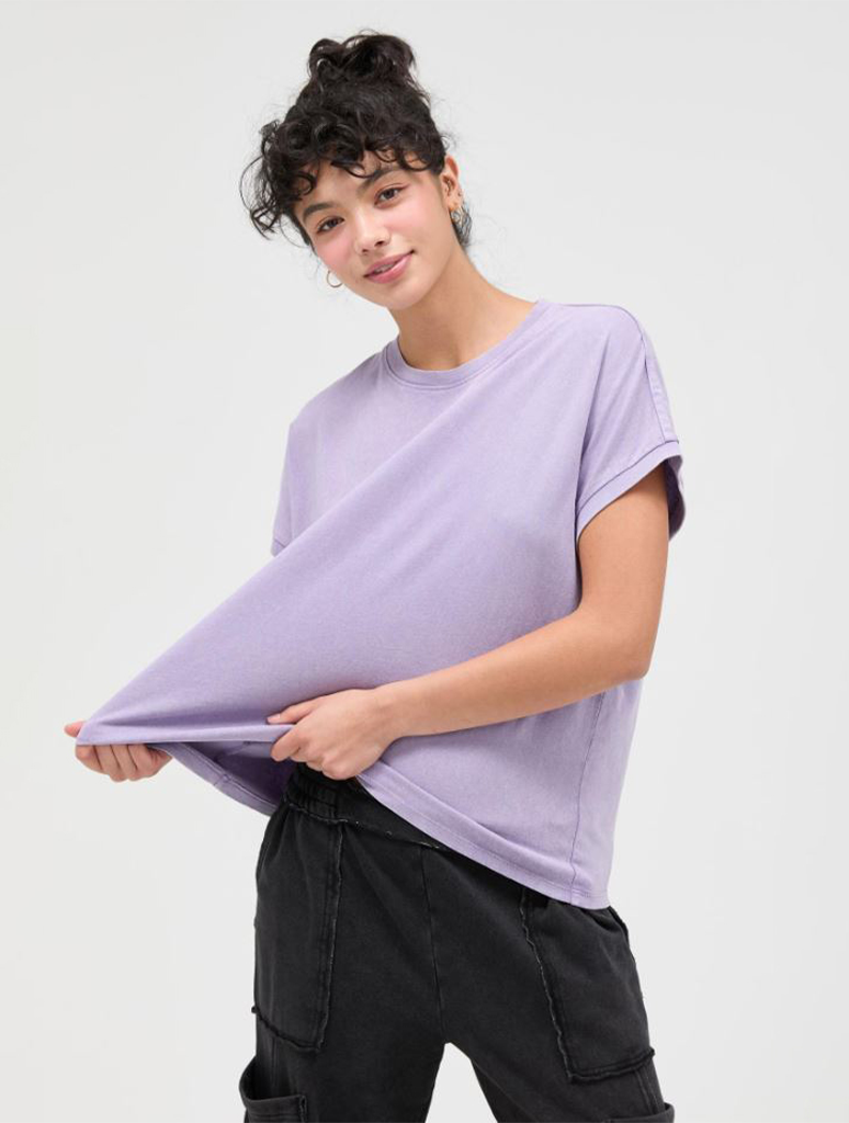 Capped Sleeve Mineral Wash T-Shirt