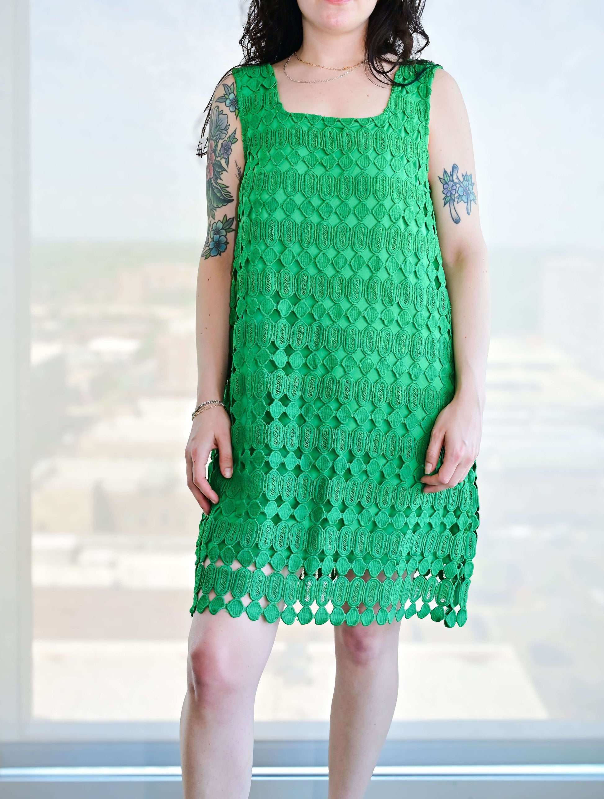 Crochet Overlay Shift Dress