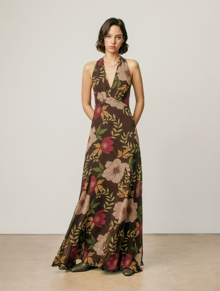 Floral Halter Maxi Dress