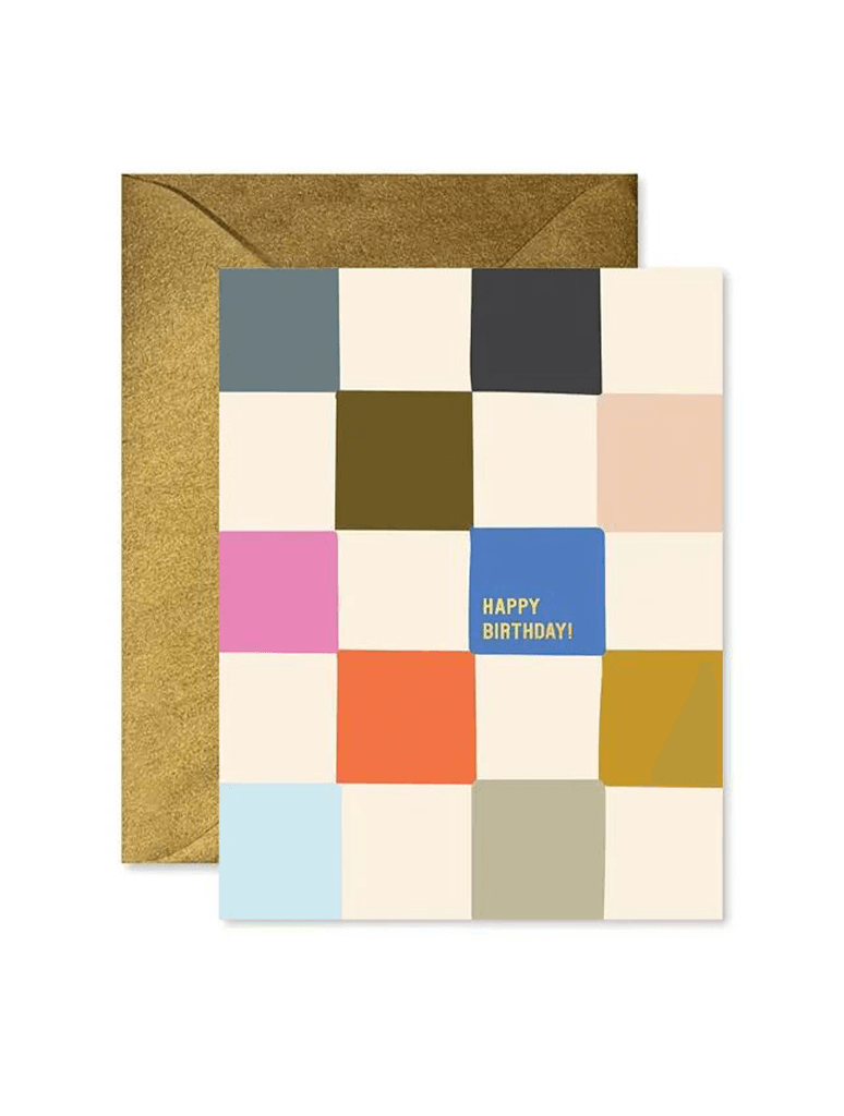 Multicolor Checkerboard Birthday Card