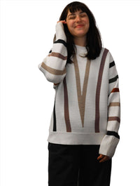 Multi Stripe Dolman Sleeve Sweater Top