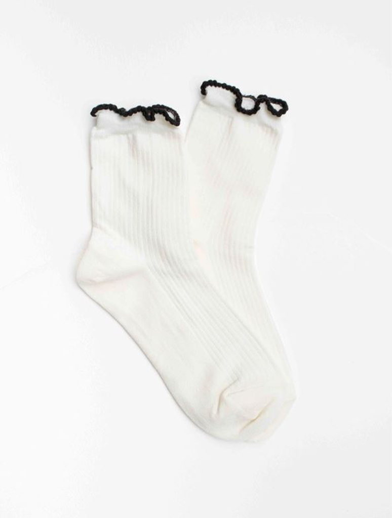 Ruffle Edge Cotton Blend Socks