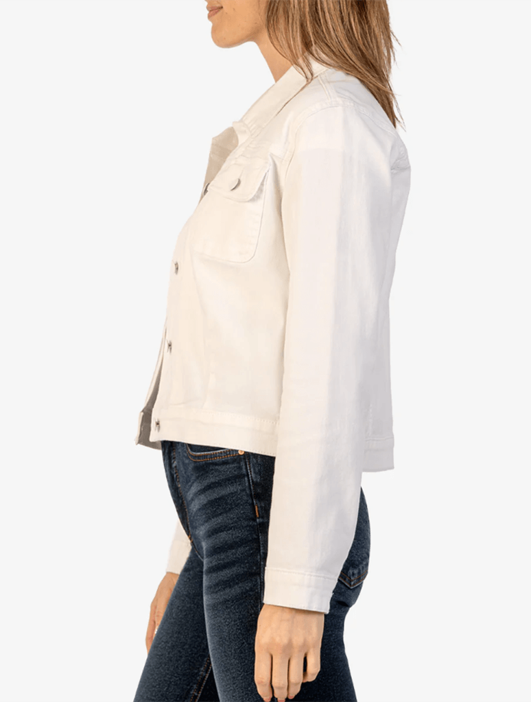 Kut From The Kloth Ada Crop Jacket with Front Pleats in Optic White 2