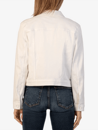 Kut From The Kloth Ada Crop Jacket with Front Pleats in Optic White 3