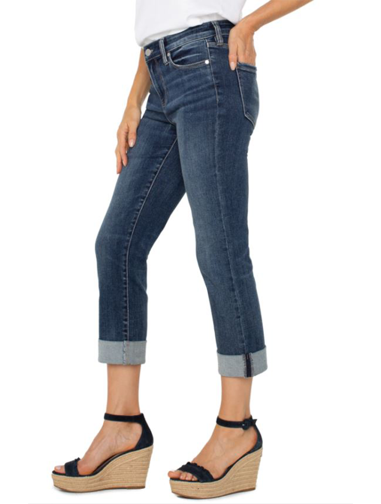 Liverpool Charlie Crop Wide Roll Cuff Jeans