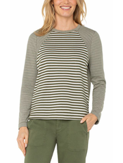 Liverpool Long Sleeve Crew Neck Knit Top With Seaming