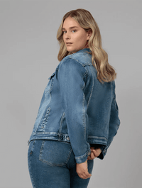 Lola Jeans Gabriella Classic Denim Jacket in Light Blue Distressed 2