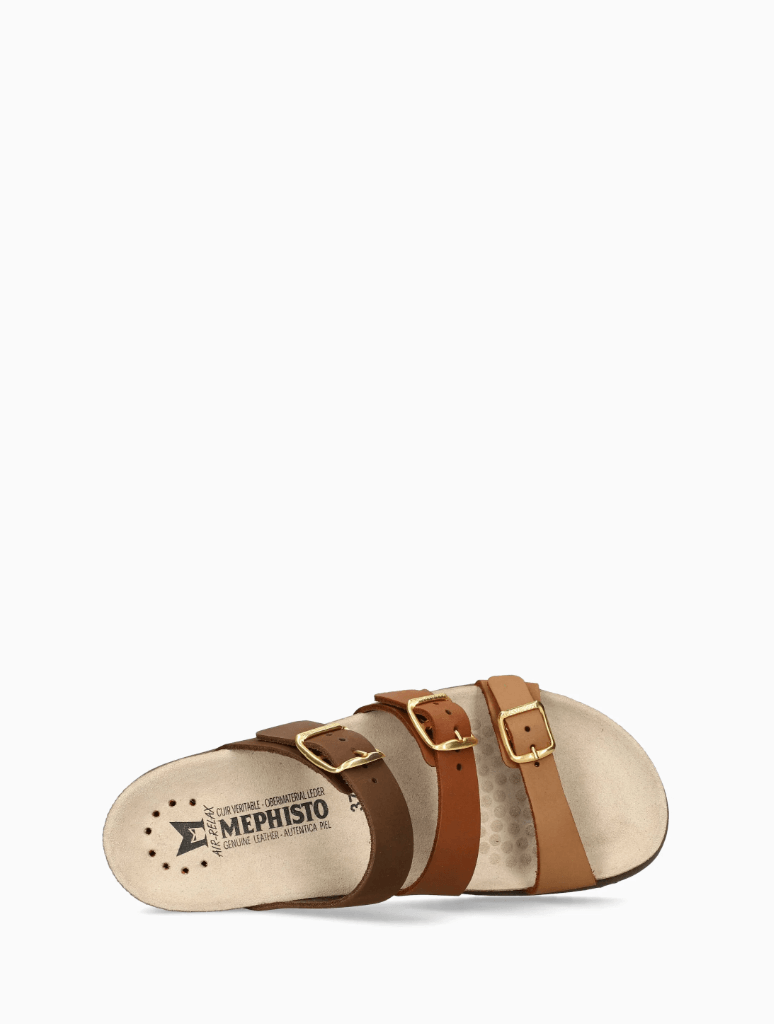 Upper view of Mephisto Hyacinta Sandal in Camel