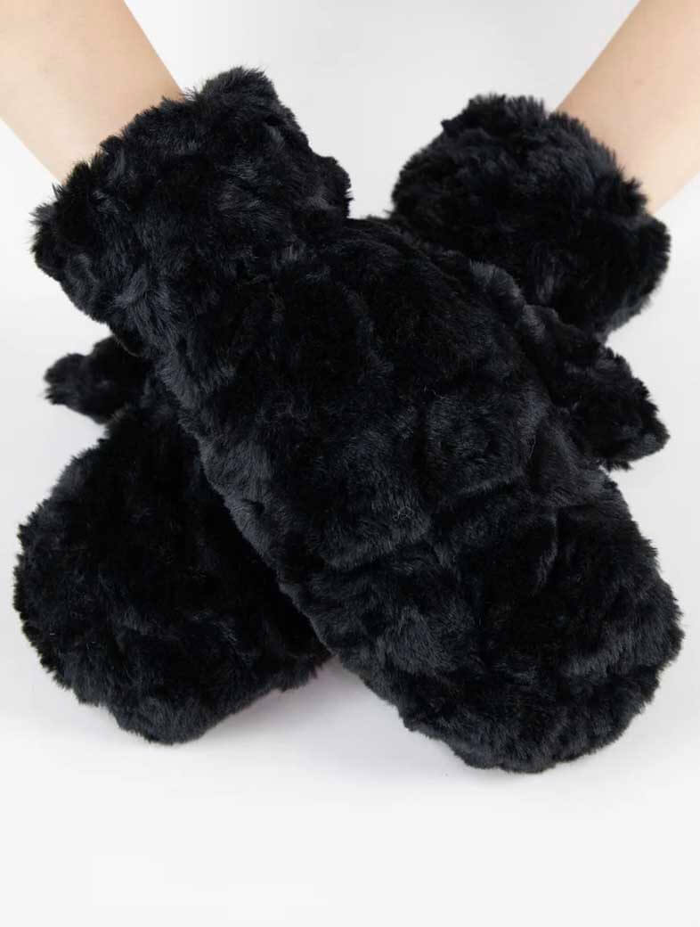 Minky Swirls Faux Fur Mittens