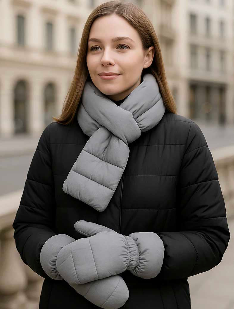 Solid Matte Ribbed Puffer Keyhole Scarf