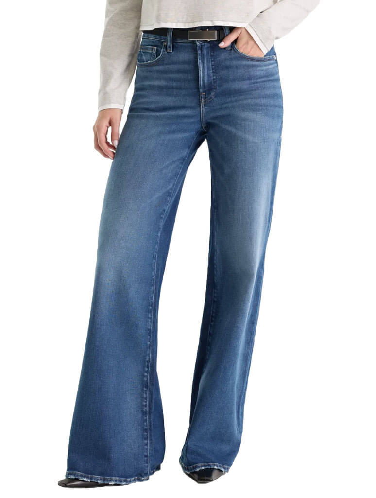 Good American Soft Tech Good Waist Palazzo Jeans