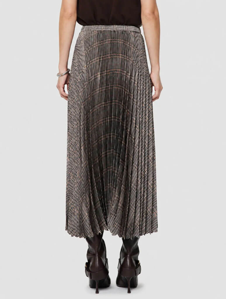 Plaid Pleated Midi Skirt