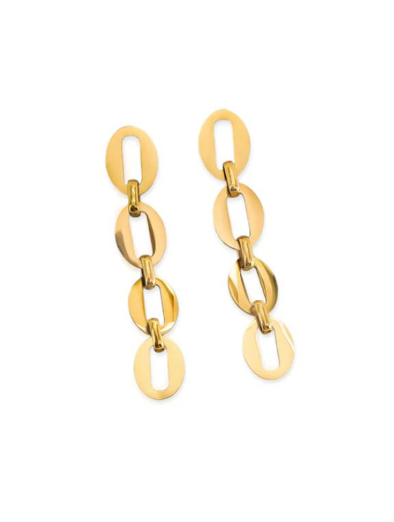 Water Resistant Dangling Oval Chain Earrings