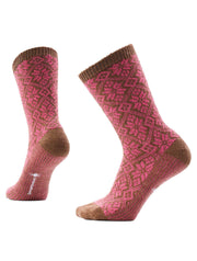 Everyday Cozy Traditional Snowflake Crew Socks in Garden Pink