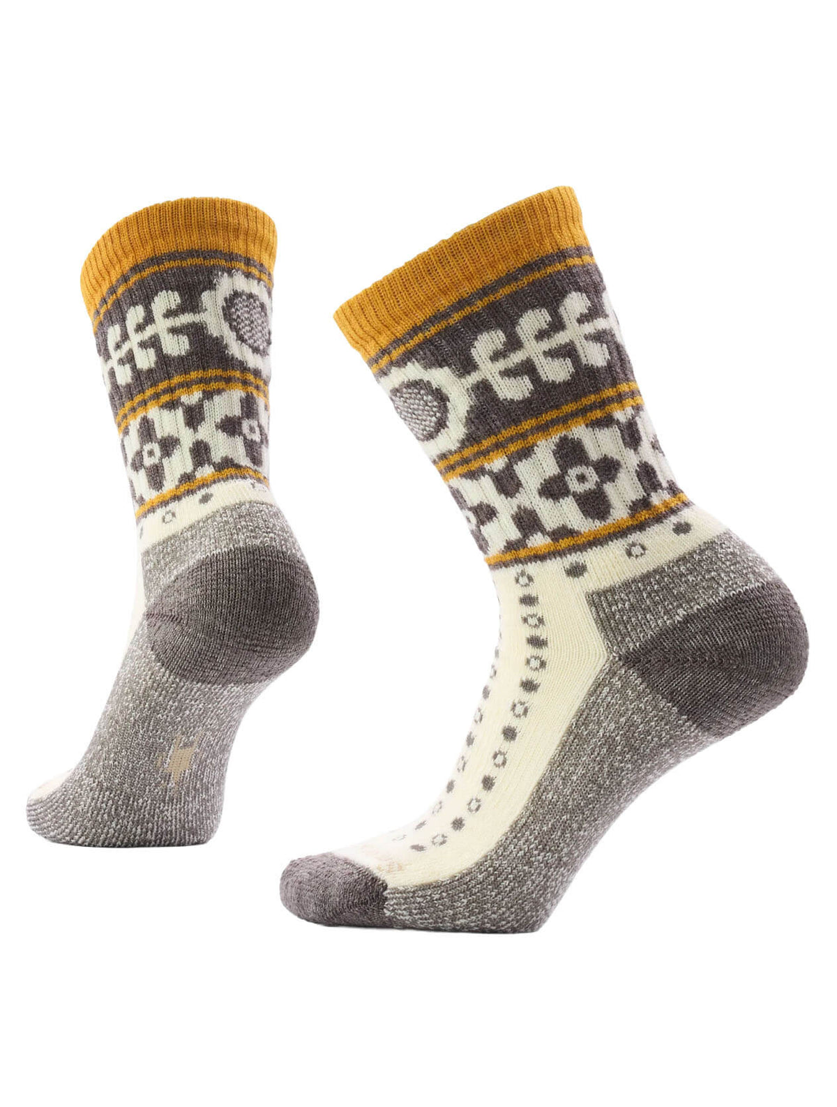 Everyday Cozy Retro Sunflower Crew Socks in Natural