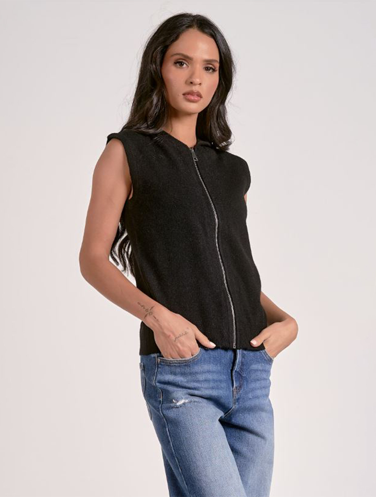 Sleeveless Zip Up Sweater