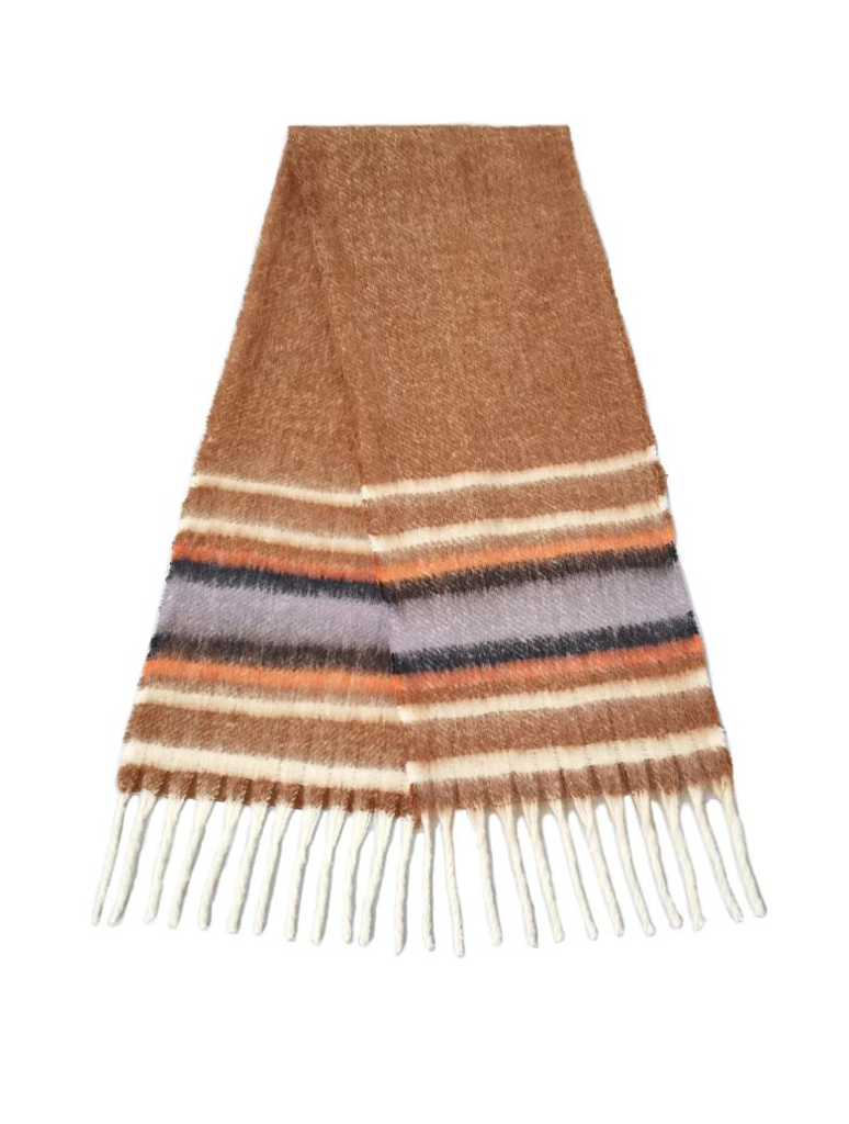 Multi Stripe Cozy Scarf with Fringe