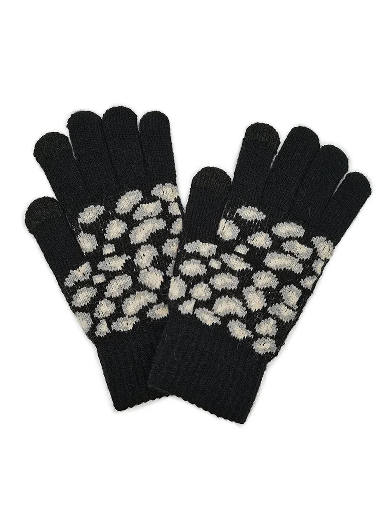 Leopard Knit Touch Screen Gloves