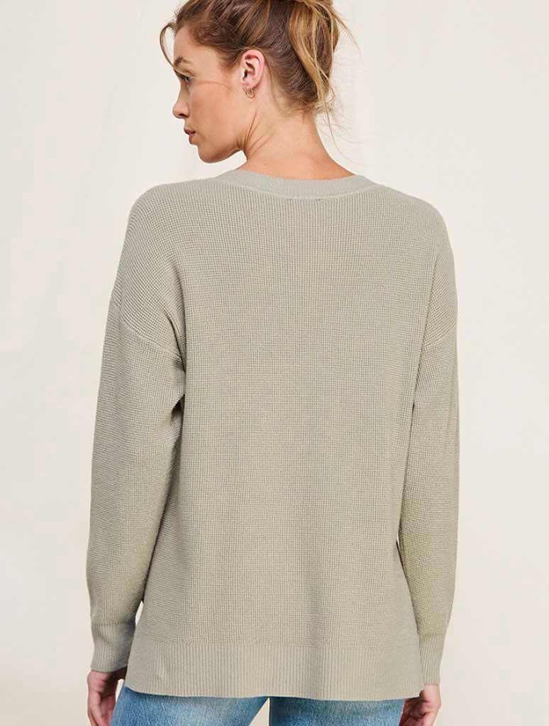 Waffle V-Neck Sweater