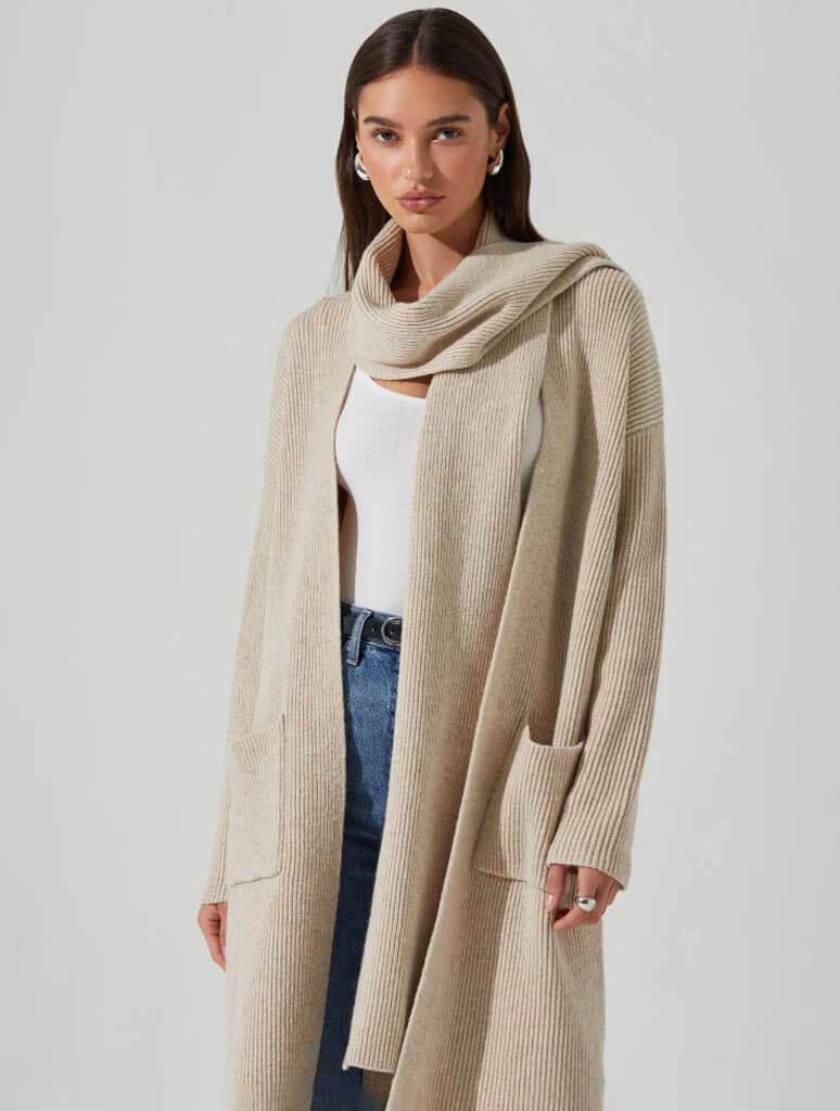 Noemi Ribbed Scarf Cardigan