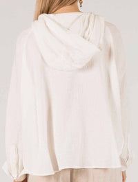 Gauze Hooded Long Sleeve Top