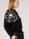 Knit Round Neck Sweater with Floral Pattern