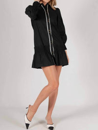 Poplin Button Up Dress with Contrast Trim