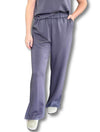 Scuba Modal Wide Leg Pants with Bottom Slits in Charcoal