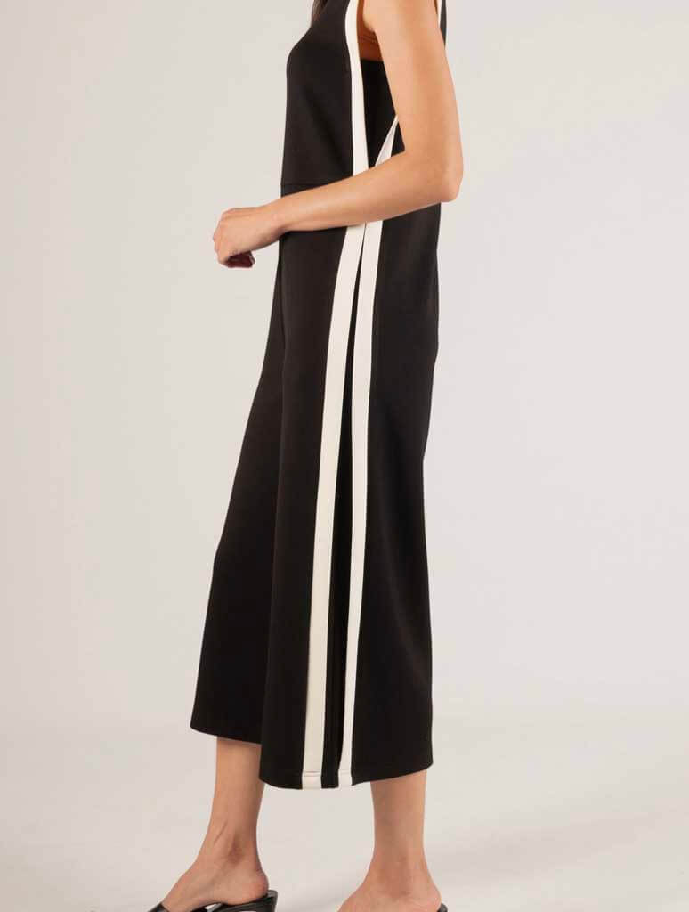 Butter Modal Border Contrast Jumpsuit in Black