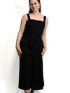 Belted Ponte Jumpsuit in Black