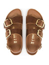 Birkenstock Milano Big Buckle Sandal in Cognac Oiled Leather (Narrow Width)