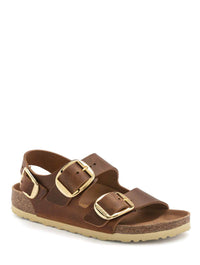 Birkenstock Milano Big Buckle Sandal in Cognac Oiled Leather (Narrow Width)