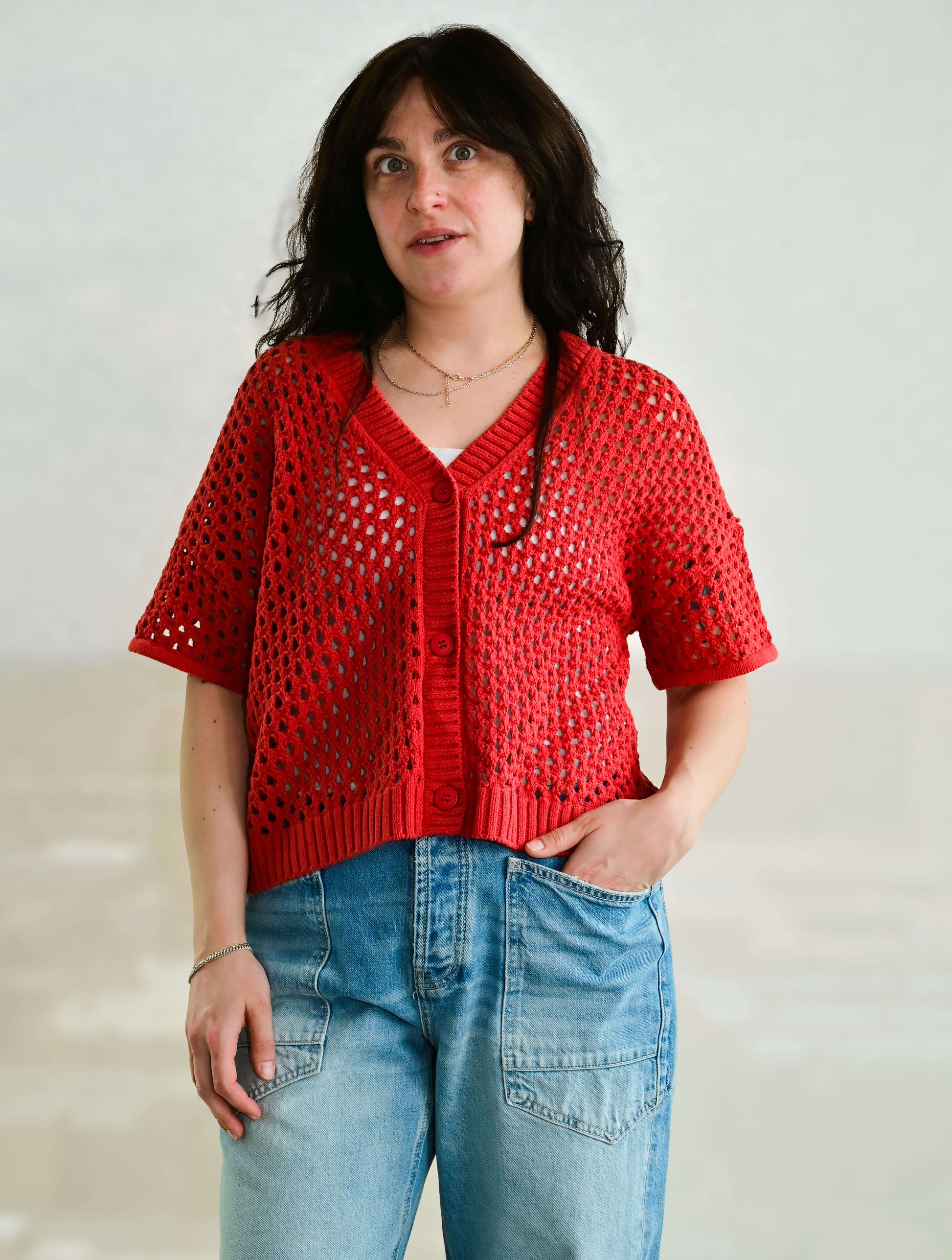 Short Sleeve Crochet Cardigan