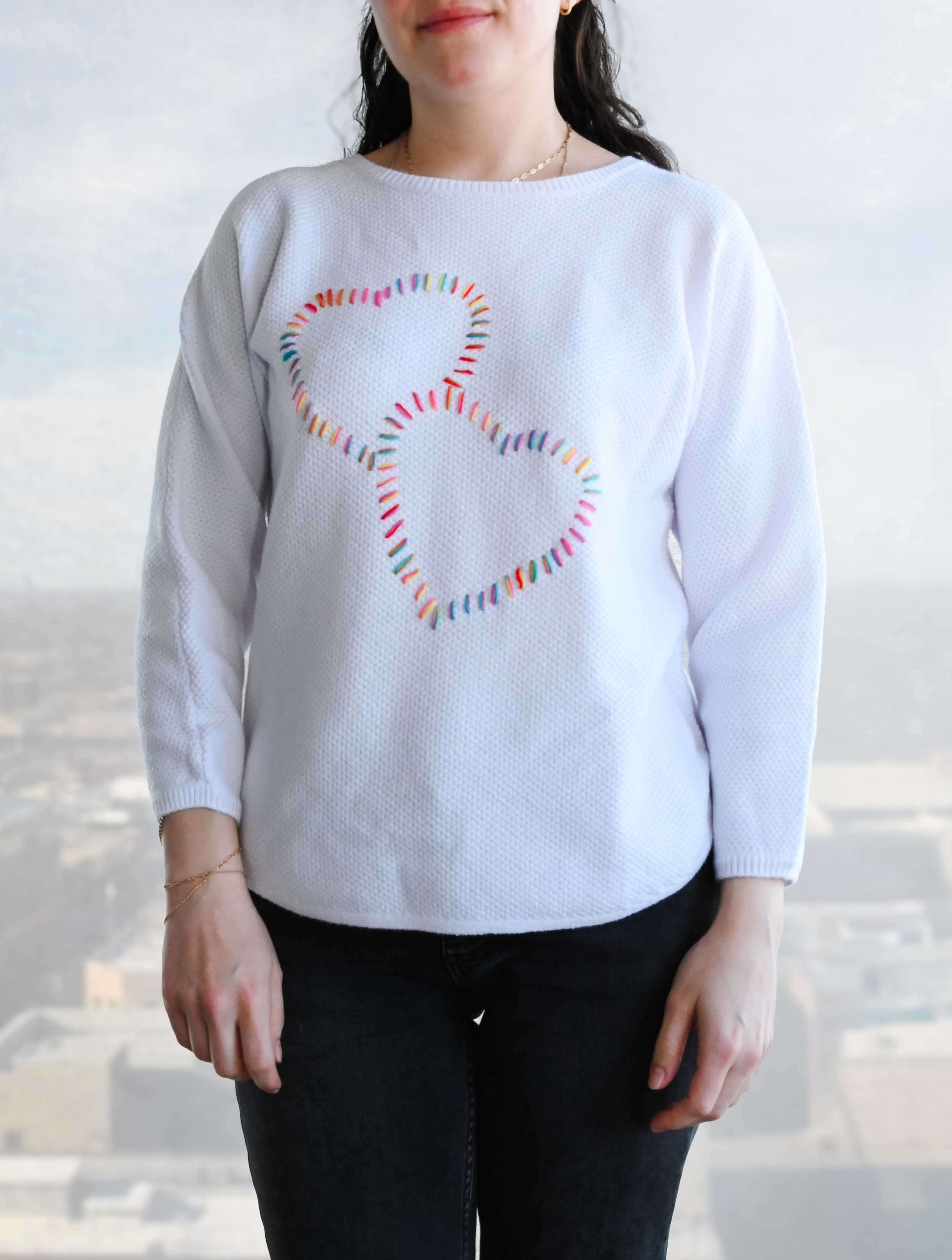 Stitched Heart Long Sleeve Sweater