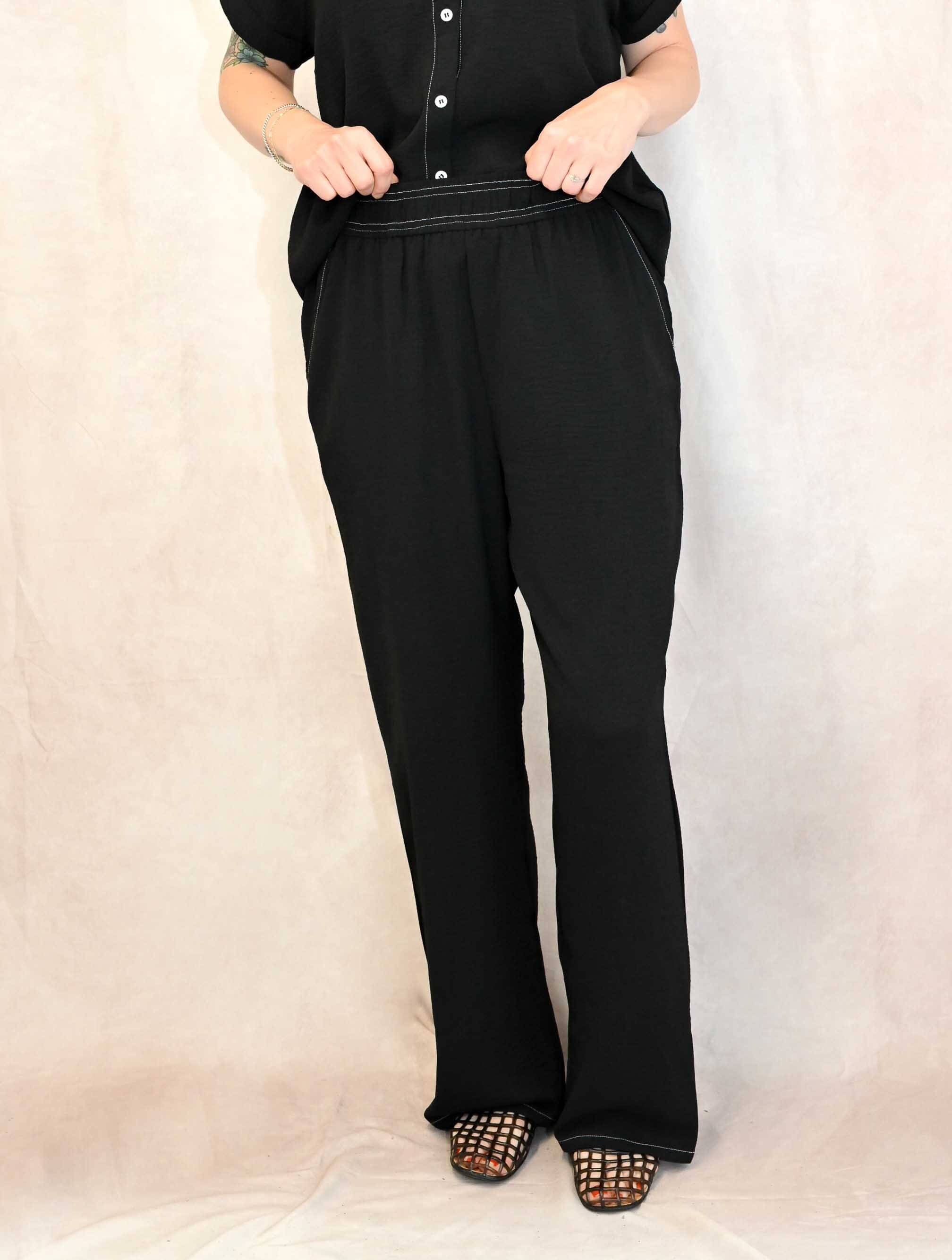 Contrast Stitch Flowy Pant
