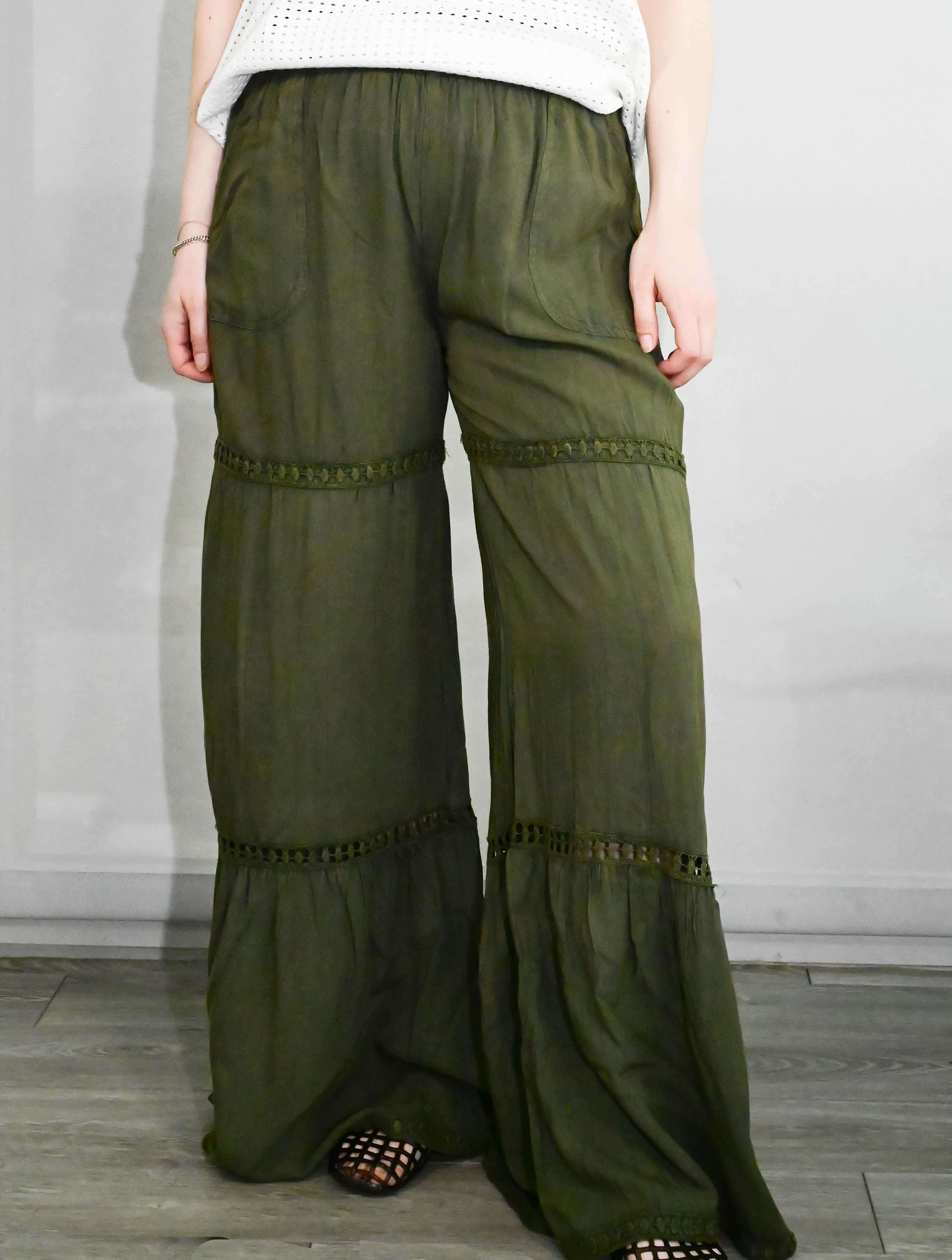 Flowy Pants with Lace Detail