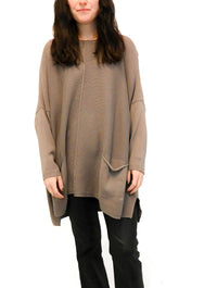 3/4 Sleeve Oversized Sweater with Pockets