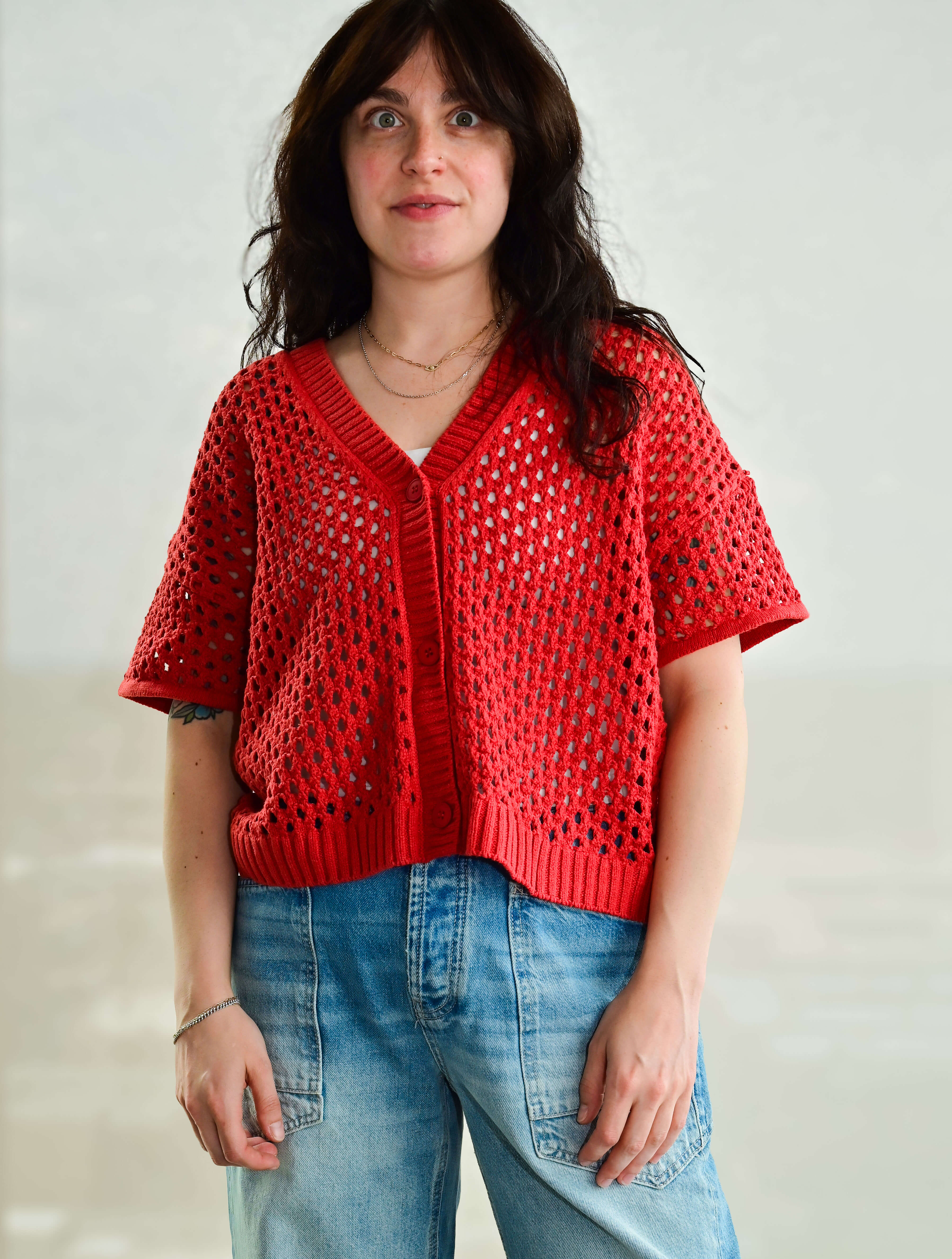 Short Sleeve Crochet Cardigan
