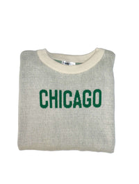 "Chicago" Boxy Sweater in Natural/Green