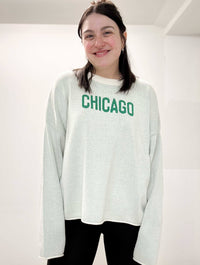 "Chicago" Boxy Sweater in Natural/Green