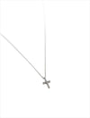 Stainless Steel Mini Pave Cross Necklace in Silver