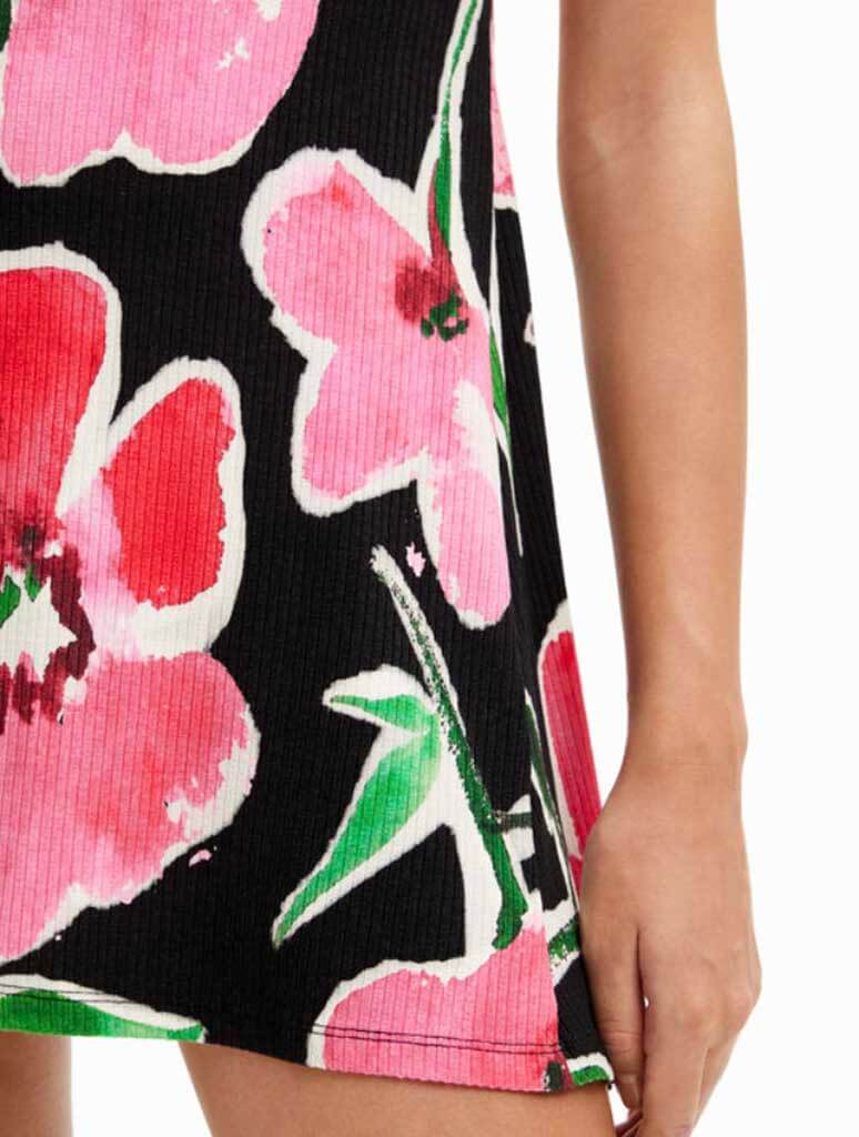 Desigual Boston Short Floral Skater Dress in Black